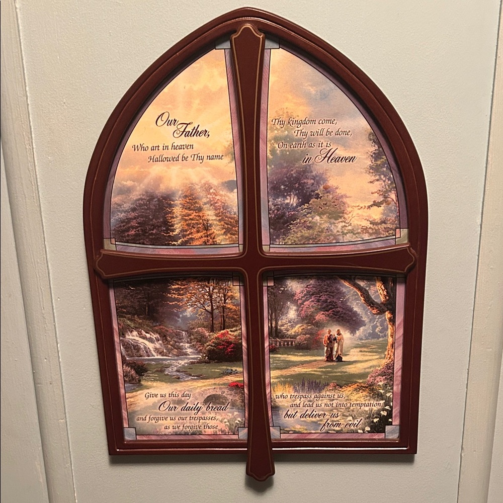 Thomas Kinkade Painter of Light “Our Father” Windows of Prayer plate collection